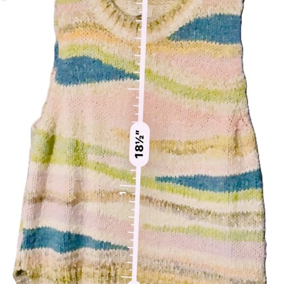 Pilcro sz M Crew Neck Knitted Tank Top Pastel Multi Sleeveless Sweater Vest - Picture 8 of 8